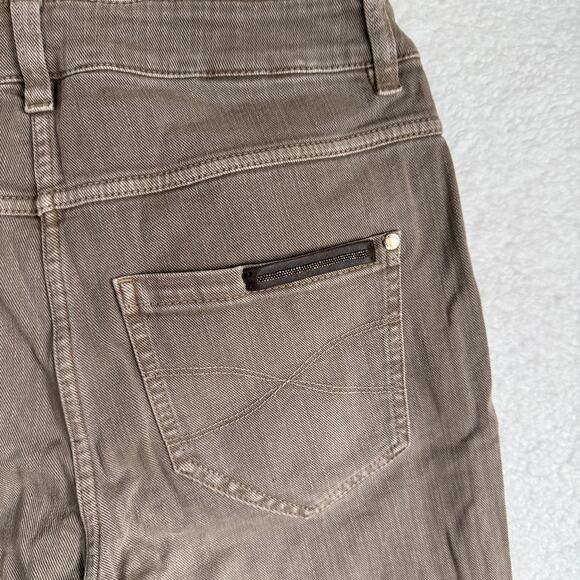 Brunello Cucinelli Tan Extra Skinny High Rise Leather Jeans Pants Monili 6 42 - Picture 7 of 9